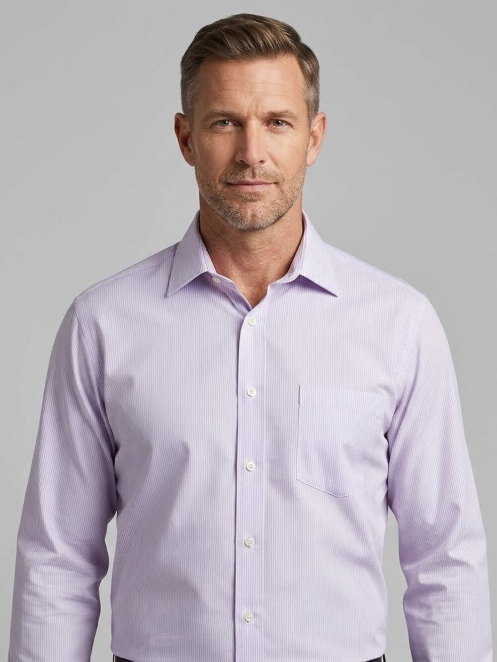 Alfred Sung Striped Dress Shirt in Lavender and White
